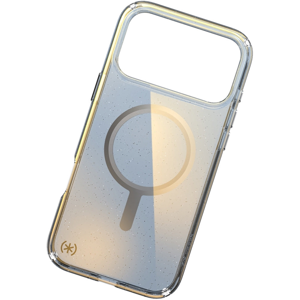 Handyhülle für iPhone 17 Pro Max, Speck Presidio Lux MagSafe, Blau mit Glitzer