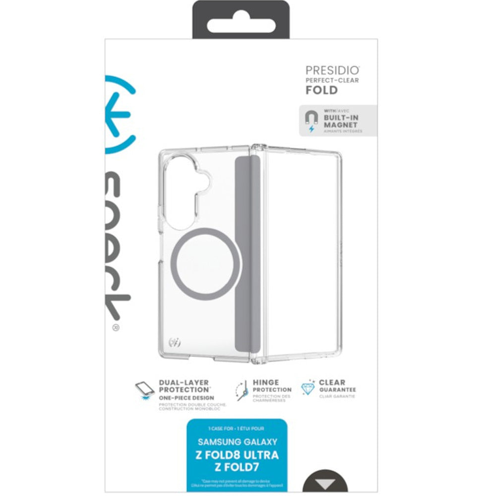 Handyhülle für Galaxy Z Fold8 Ultra / Fold7, Speck Presidio Perfect-Clear Fold mit MagSafe, Transparent-Grau (12/12)