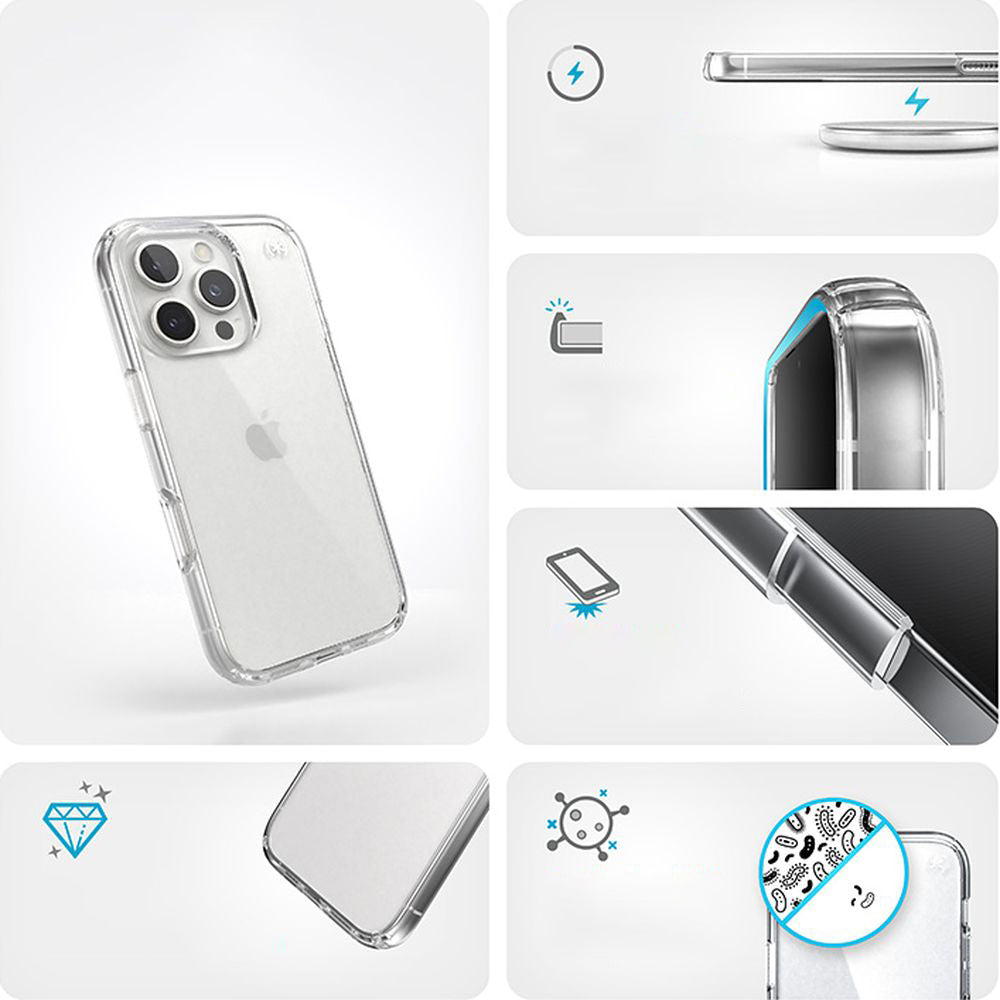 Handyhülle für iPhone 16 Pro, Speck Presidio Perfect-Clear, Transparent