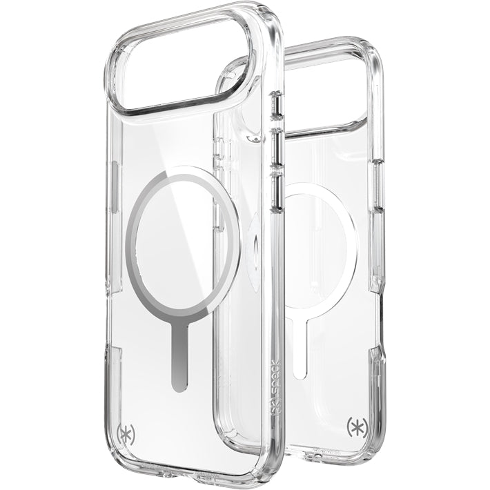 Handyhülle für iPhone Air, Speck Presidio Perfect-Clear mit MagSafe, Transparent und Silbern