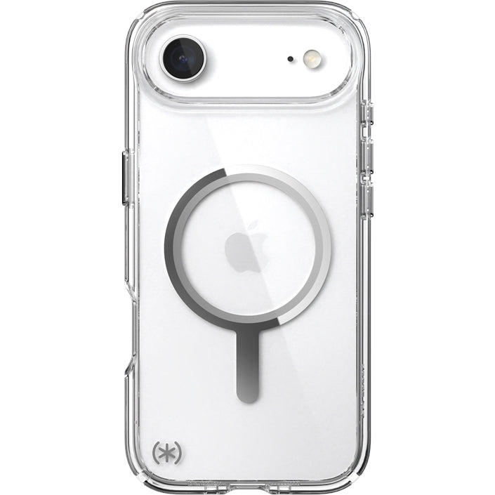 Handyhülle für iPhone Air, Speck Presidio Perfect-Clear mit MagSafe, Transparent und Silbern