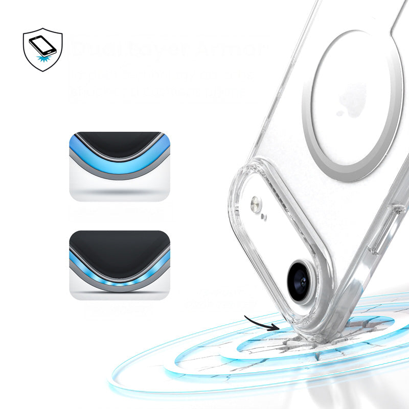 Handyhülle für iPhone Air, Speck Presidio Perfect-Clear mit MagSafe, Transparent und Silbern