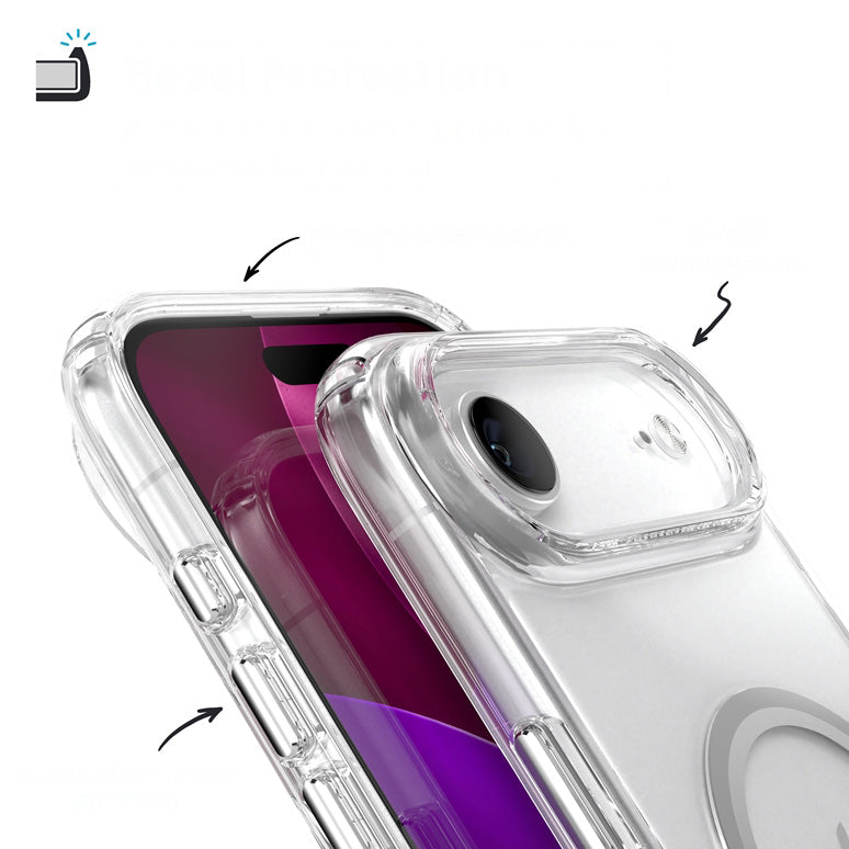 Handyhülle für iPhone Air, Speck Presidio Perfect-Clear mit MagSafe, Transparent und Silbern