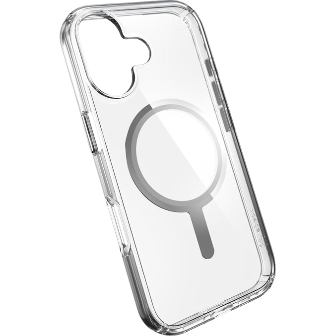 Handyhülle für iPhone 17, Speck Presidio Perfect-Clear mit MagSafe, Transparent und Silbern
