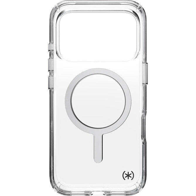 Handyhülle für iPhone 17 Pro Max, Speck Presidio Perfect-Clear mit MagSafe, Transparent und Silbern
