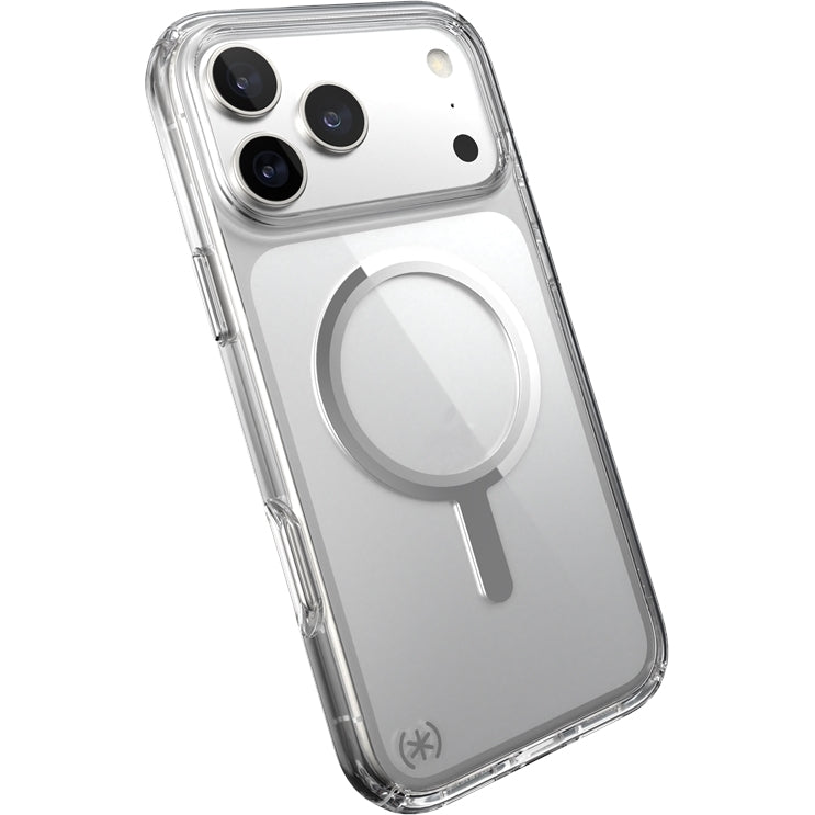 Handyhülle für iPhone 17 Pro Max, Speck Presidio Perfect-Clear mit MagSafe, Transparent und Silbern