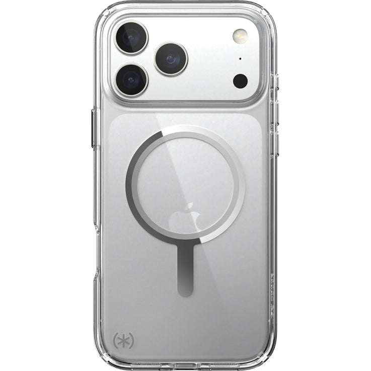 Handyhülle für iPhone 17 Pro Max, Speck Presidio Perfect-Clear mit MagSafe, Transparent und Silbern