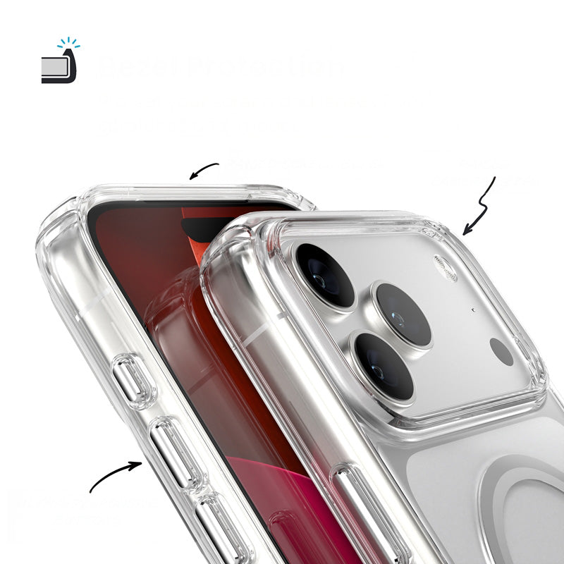 Handyhülle für iPhone 17 Pro Max, Speck Presidio Perfect-Clear mit MagSafe, Transparent und Silbern