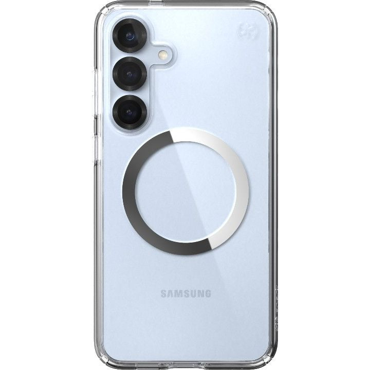 Handyhülle für Galaxy S25 Plus / S24 Plus, Speck Presidio Perfect-Clear mit MagSafe, Transparentes Chrom und Silbern