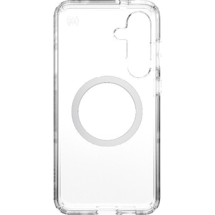 Handyhülle für Galaxy S25 Plus / S24 Plus, Speck Presidio Perfect-Clear mit MagSafe, Transparentes Chrom und Silbern
