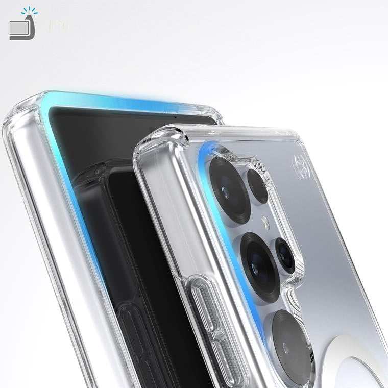 Handyhülle für Galaxy S25 Ultra, Speck Presidio Perfect-Clear mit MagSafe, Transparentes Chrom und Silbern