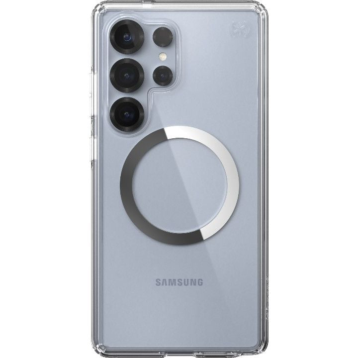 Handyhülle für Galaxy S25 Ultra, Speck Presidio Perfect-Clear mit MagSafe, Transparentes Chrom und Silbern