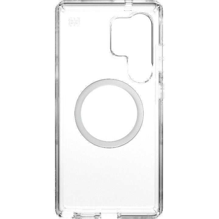 Handyhülle für Galaxy S25 Ultra, Speck Presidio Perfect-Clear mit MagSafe, Transparentes Chrom und Silbern