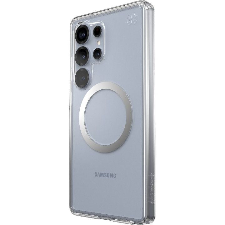 Handyhülle für Galaxy S25 Ultra, Speck Presidio Perfect-Clear mit MagSafe, Transparentes Chrom und Silbern
