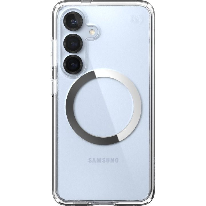 Handyhülle für Galaxy S25 / S24, Speck Presidio Perfect-Clear mit MagSafe, Transparentes Chrom und Silbern
