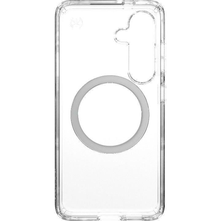 Handyhülle für Galaxy S25 / S24, Speck Presidio Perfect-Clear mit MagSafe, Transparentes Chrom und Silbern