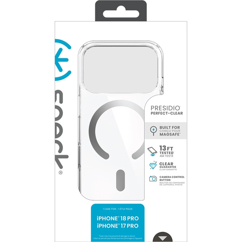 Handyhülle für iPhone 18 Pro / 17 Pro, Speck Presidio Perfect-Clear mit MagSafe, Transparent-Silbern (9/9)