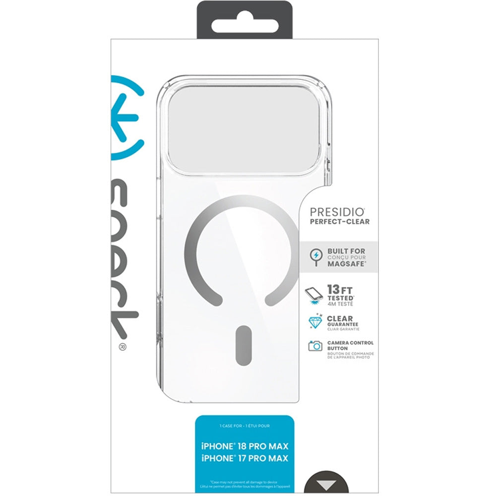 Handyhülle für iPhone 18 Pro Max / 17 Pro Max, Speck Presidio Perfect-Clear mit MagSafe, Transparent-Silbern (9/9)
