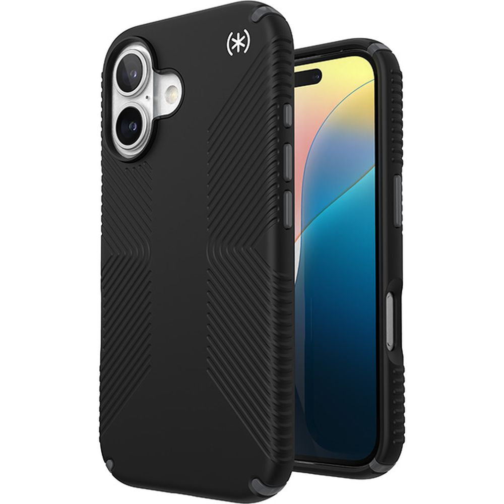 Handyhülle für iPhone 16, Speck Presidio2 Grip, Schwarz