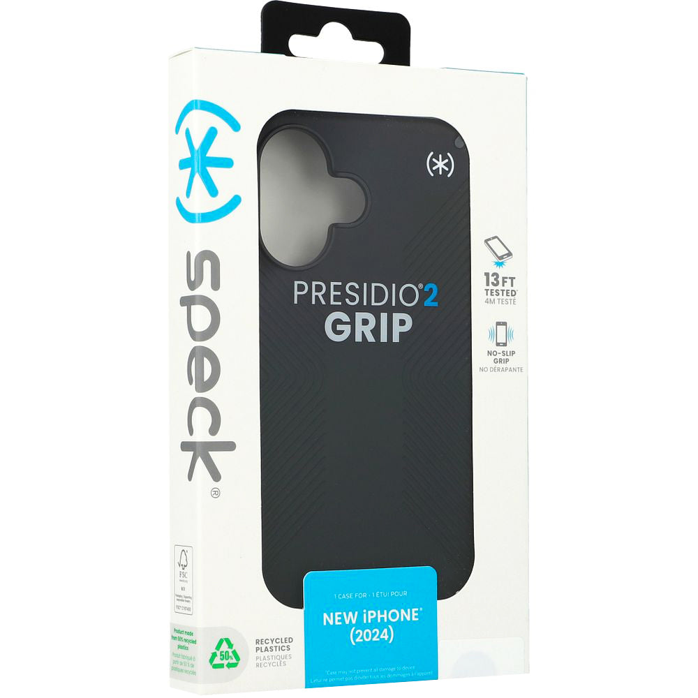 Handyhülle für iPhone 16, Speck Presidio2 Grip, Schwarz