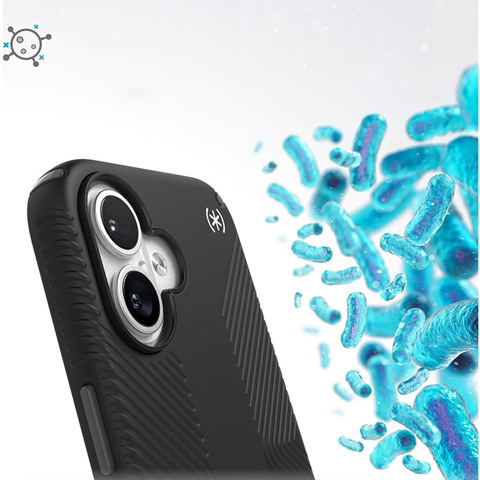 Handyhülle für iPhone 16, Speck Presidio2 Grip, Schwarz