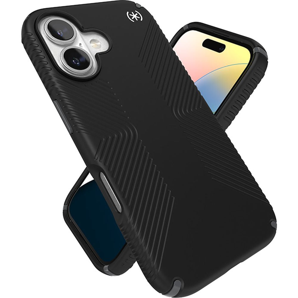 Handyhülle für iPhone 16, Speck Presidio2 Grip, Schwarz