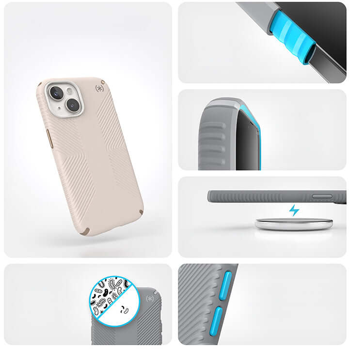 Handyhülle für iPhone 17e / 16e / 14 / 13, Speck Presidio2 Grip, Beige
