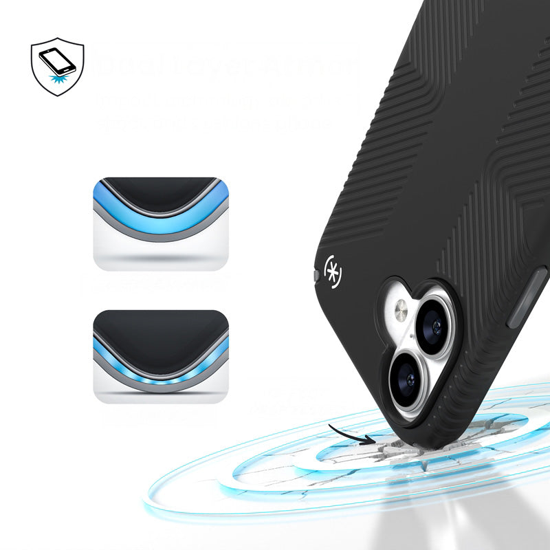 Handyhülle für iPhone 17, Speck Presidio2 Grip, Schwarz
