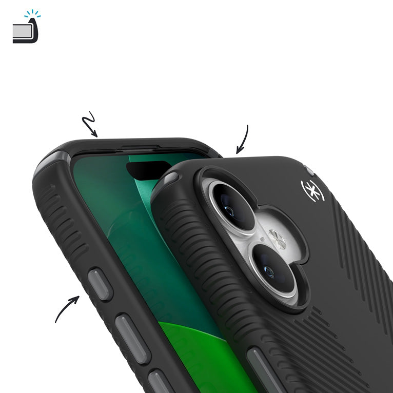 Handyhülle für iPhone 17, Speck Presidio2 Grip, Schwarz