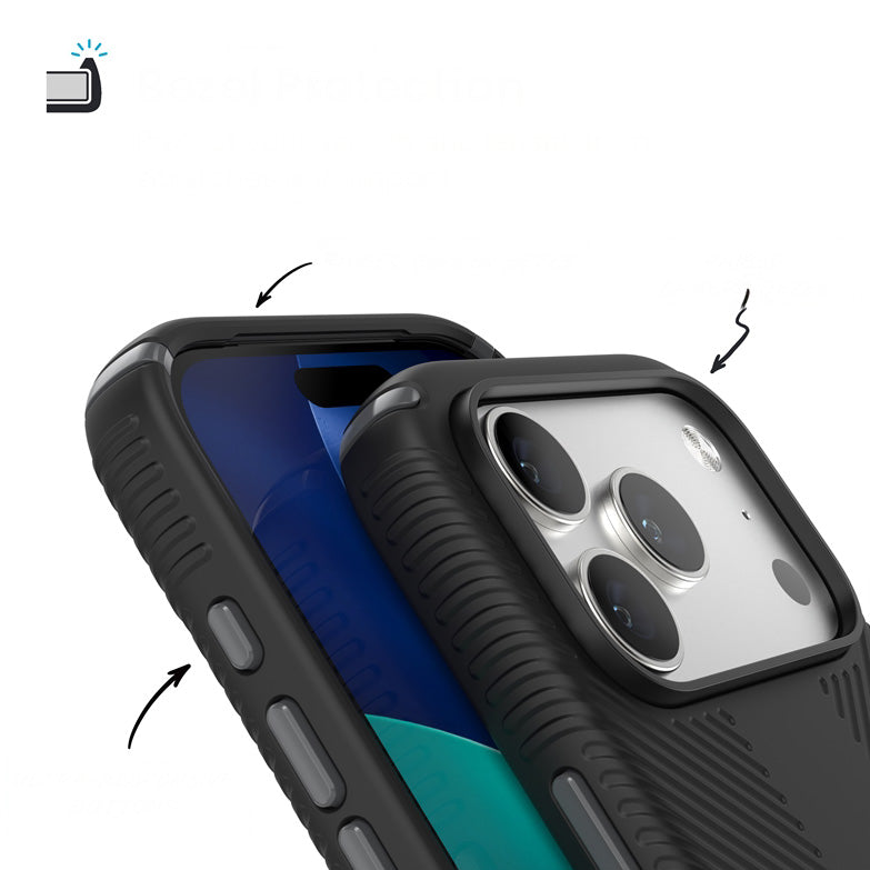 Handyhülle für iPhone 17 Pro, Speck Presidio2 Grip, Schwarz
