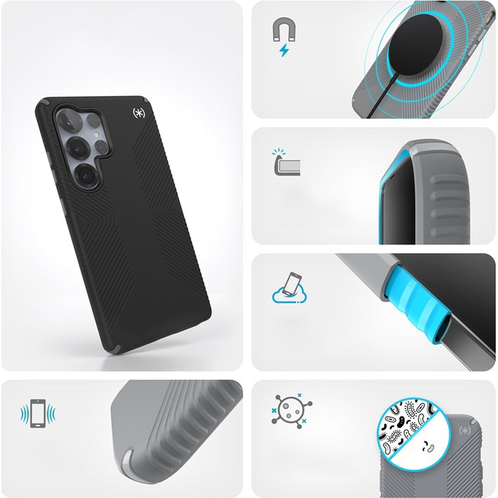 Handyhülle für Galaxy S25 Ultra, Speck Presidio2 Grip Magnet, Schwarz