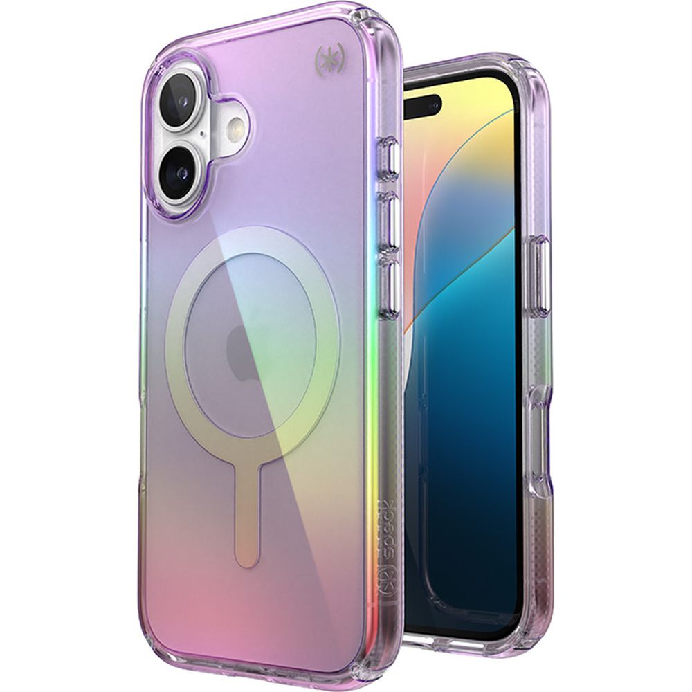 Handyhülle für iPhone 16, Speck Presidio Lux MagSafe, Transparent schillerndes Violett