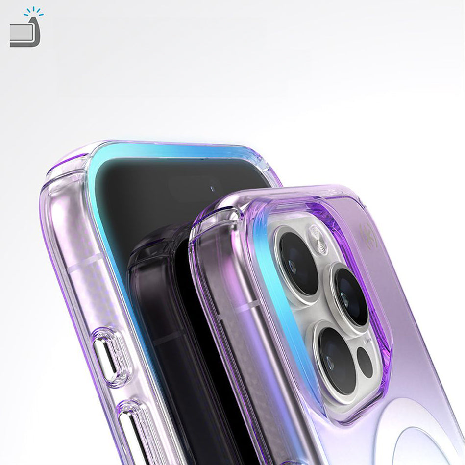 Handyhülle für iPhone 16 Pro, Speck Presidio Lux MagSafe, Transparent schillerndes Violett
