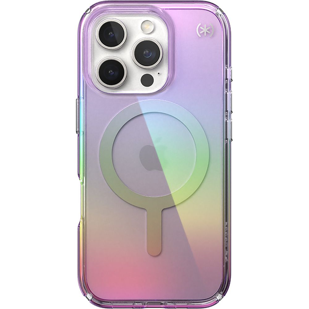 Handyhülle für iPhone 16 Pro, Speck Presidio Lux MagSafe, Transparent schillerndes Violett