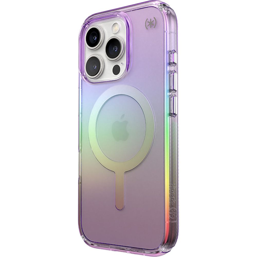Handyhülle für iPhone 16 Pro, Speck Presidio Lux MagSafe, Transparent schillerndes Violett