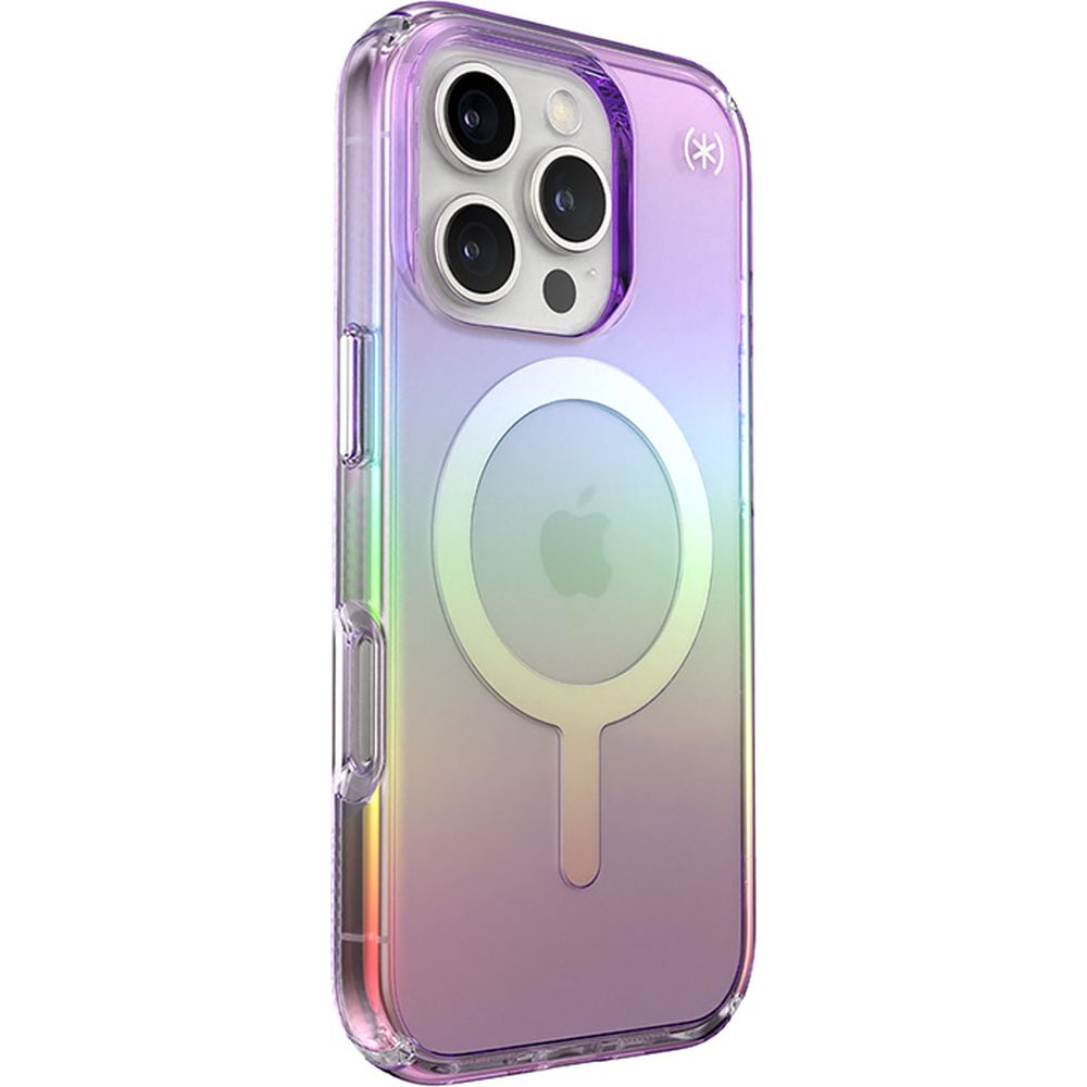 Handyhülle für iPhone 16 Pro, Speck Presidio Lux MagSafe, Transparent schillerndes Violett