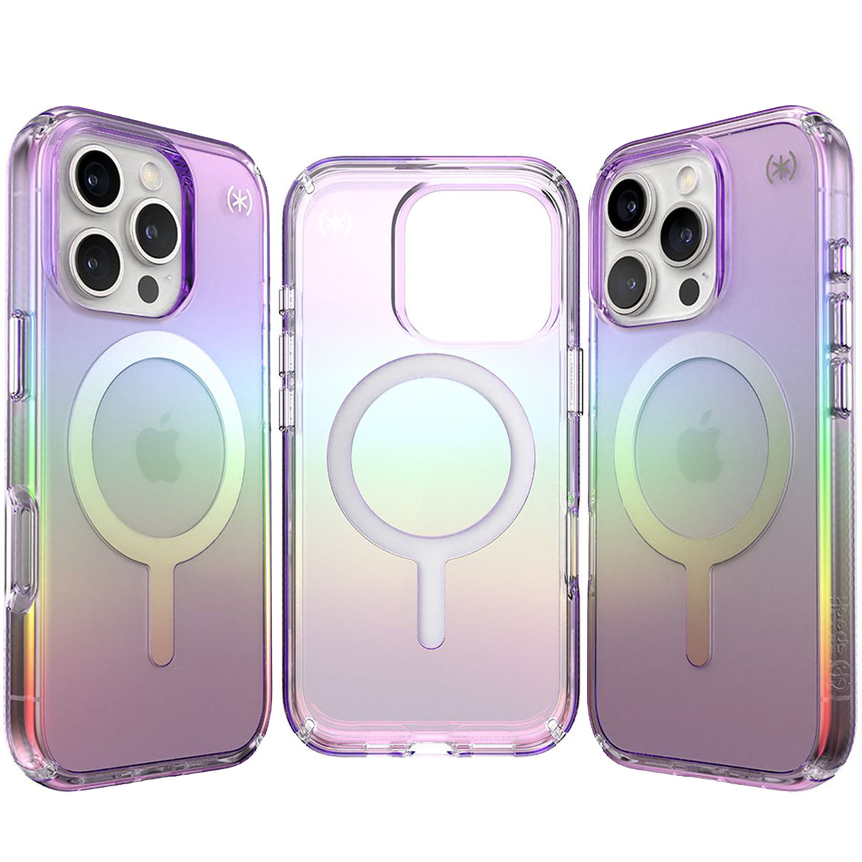 Handyhülle für iPhone 16 Pro, Speck Presidio Lux MagSafe, Transparent schillerndes Violett