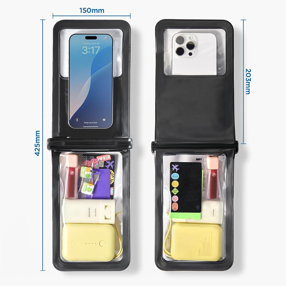 Wasserdichte Hülle Spigen A603 Universal Waterproof Case IPX8 mit separatem Fach für Gegenstände, Schwarz-Matt