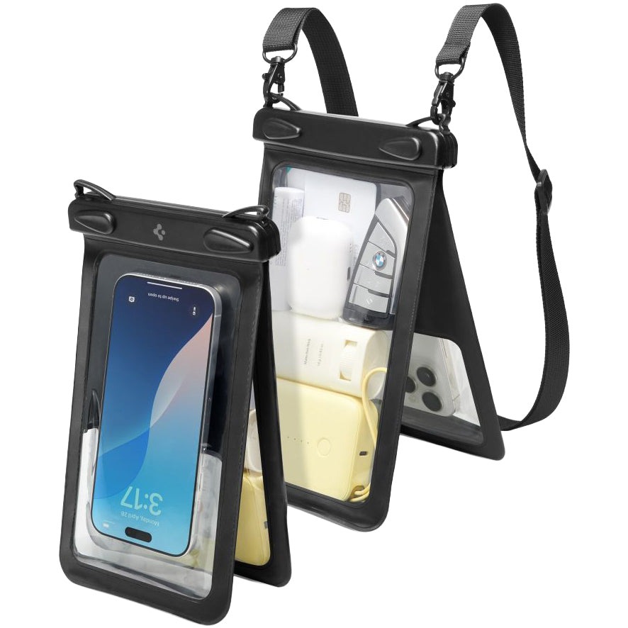 Wasserdichte Hülle Spigen A603 Universal Waterproof Case IPX8 mit separatem Fach für Gegenstände, Schwarz-Matt