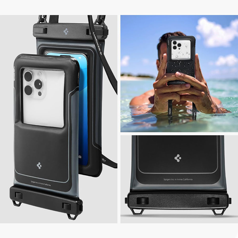 Wasserdichte Handyhülle Spigen A611P Waterproof Float Case 2-Pack, Schwarz