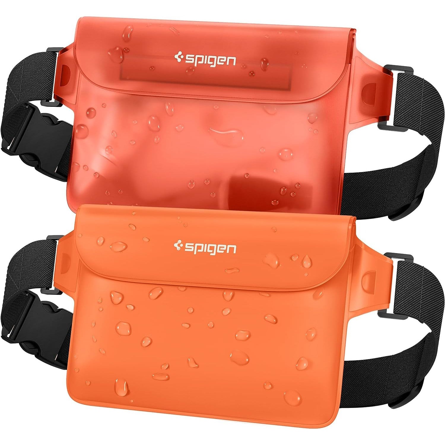 Wasserdichte Tasche Spigen Aqua Shield A620 Universal IPX8 2-Pack, Orange und Transparentes Orange