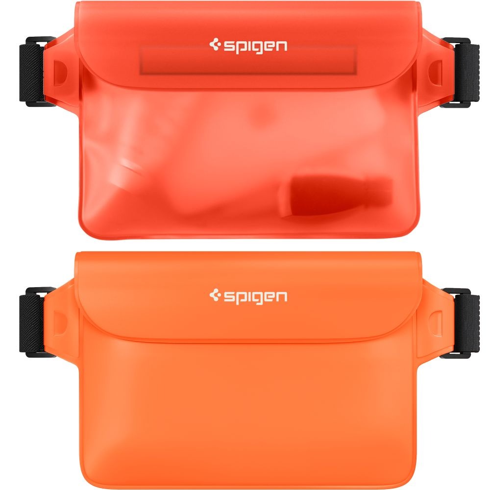 Wasserdichte Tasche Spigen Aqua Shield A620 Universal IPX8 2-Pack, Orange und Transparentes Orange