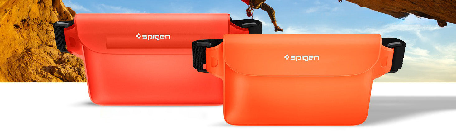 Wasserdichte Tasche Spigen Aqua Shield A620 Universal IPX8 2-Pack, Orange und Transparentes Orange
