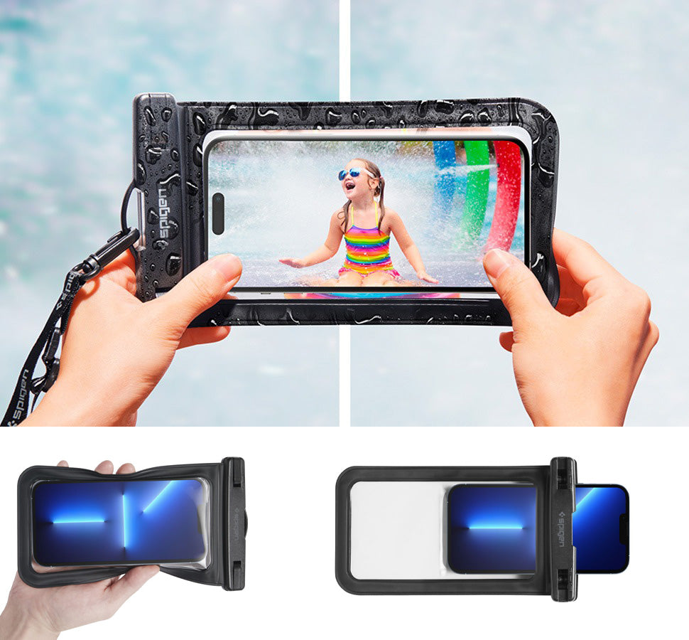 Wasserdichte Schutzhülle + Tashe Spigen A621 Waterproof Case + Bag, Schwarz
