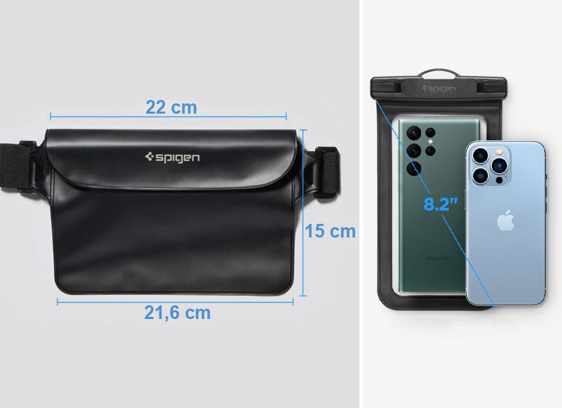 Wasserdichte Schutzhülle + Tashe Spigen A621 Waterproof Case + Bag, Schwarz