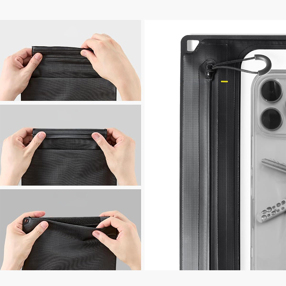 Wasserdichte Hülle Spigen A640 Universal Waterproof Case Crossbag, IPX8, mit separatem Fach, Schwarz-Transparent