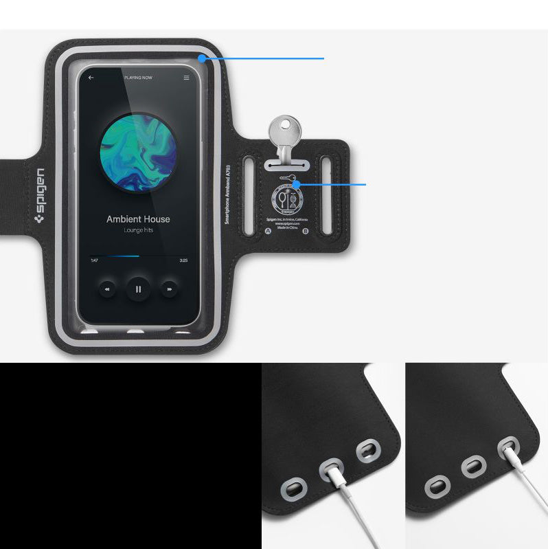 Armbinde Spigen A703 Dynamic Shield Armband für das Telefon, Schwarz