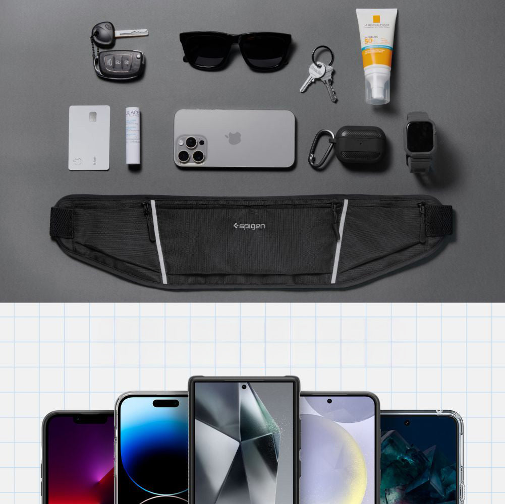Sporthüftgürtel, Läufertasche, Spigen A710 Dynamic Shield Waist Bag, Schwarz