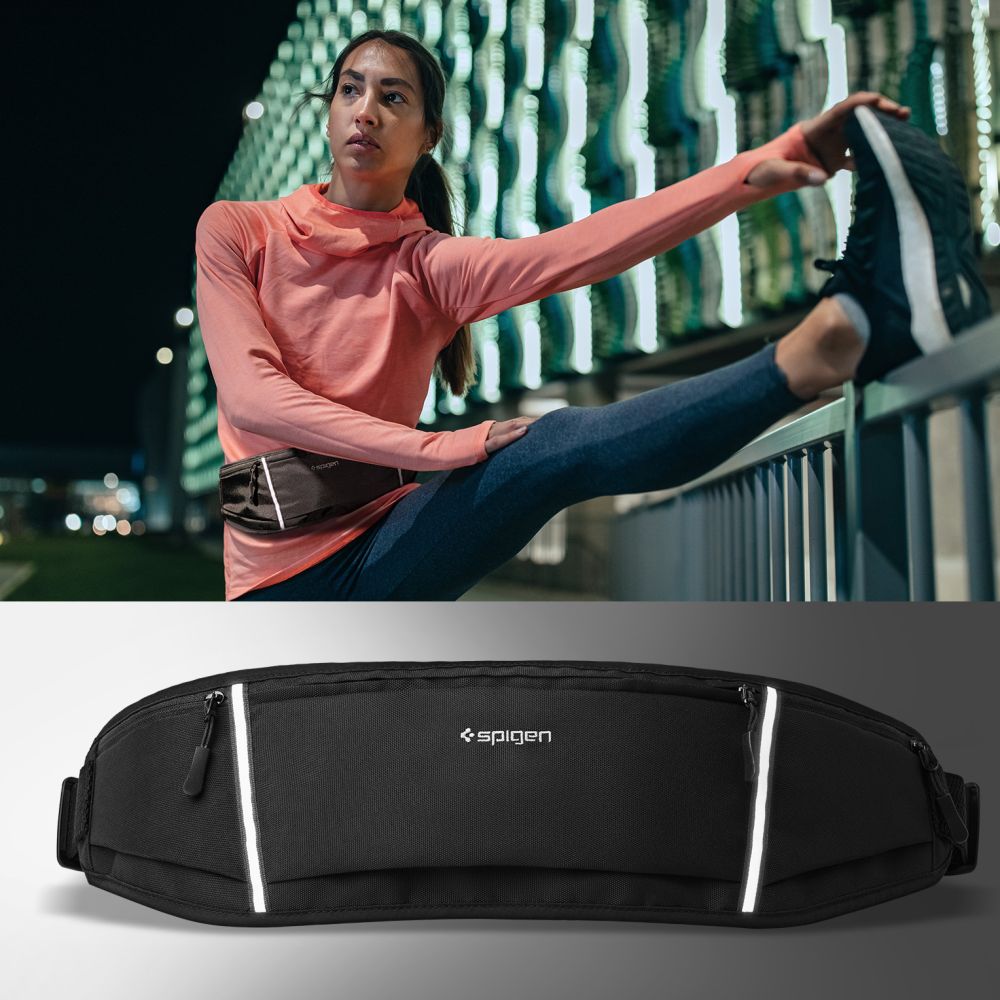 Sporthüftgürtel, Läufertasche, Spigen A710 Dynamic Shield Waist Bag, Schwarz