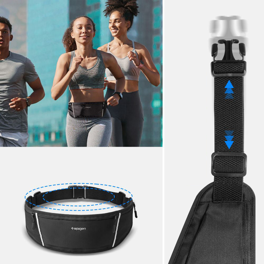 Sporthüftgürtel, Läufertasche, Spigen A710 Dynamic Shield Waist Bag, Schwarz